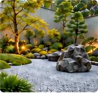 砾石、景石与自然植物的日式庭院
